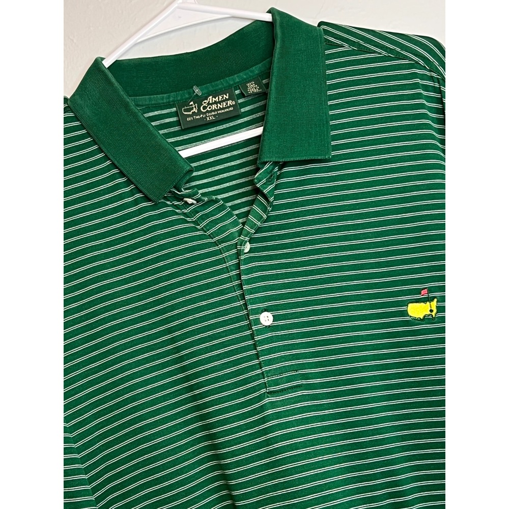 Amen Corner Masters Golf Polo Shirt Men's XXL Green Striped Pima Cotton